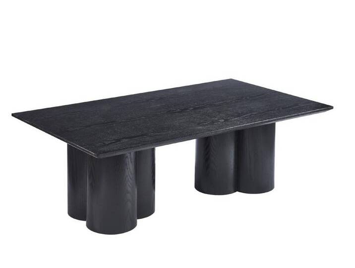 alesvelt Couchtisch Enna in schwarzer MDF Holz Optik 140x80cm Säulenstil (1-Tisch), 140x80x45cm, MDF, schwarz von alesvelt