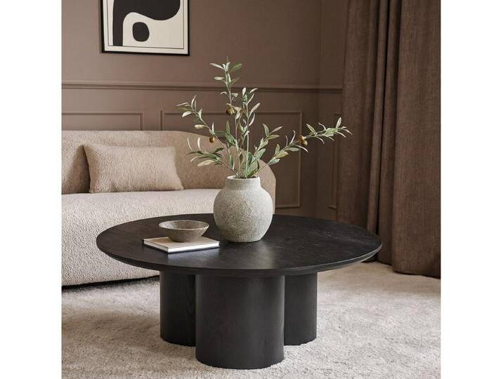 alesvelt Couchtisch Enna in schwarzer MDF Holz Optik Ø110X45 CM (1-Tisch), Ø110X45 CM, schwarz von alesvelt