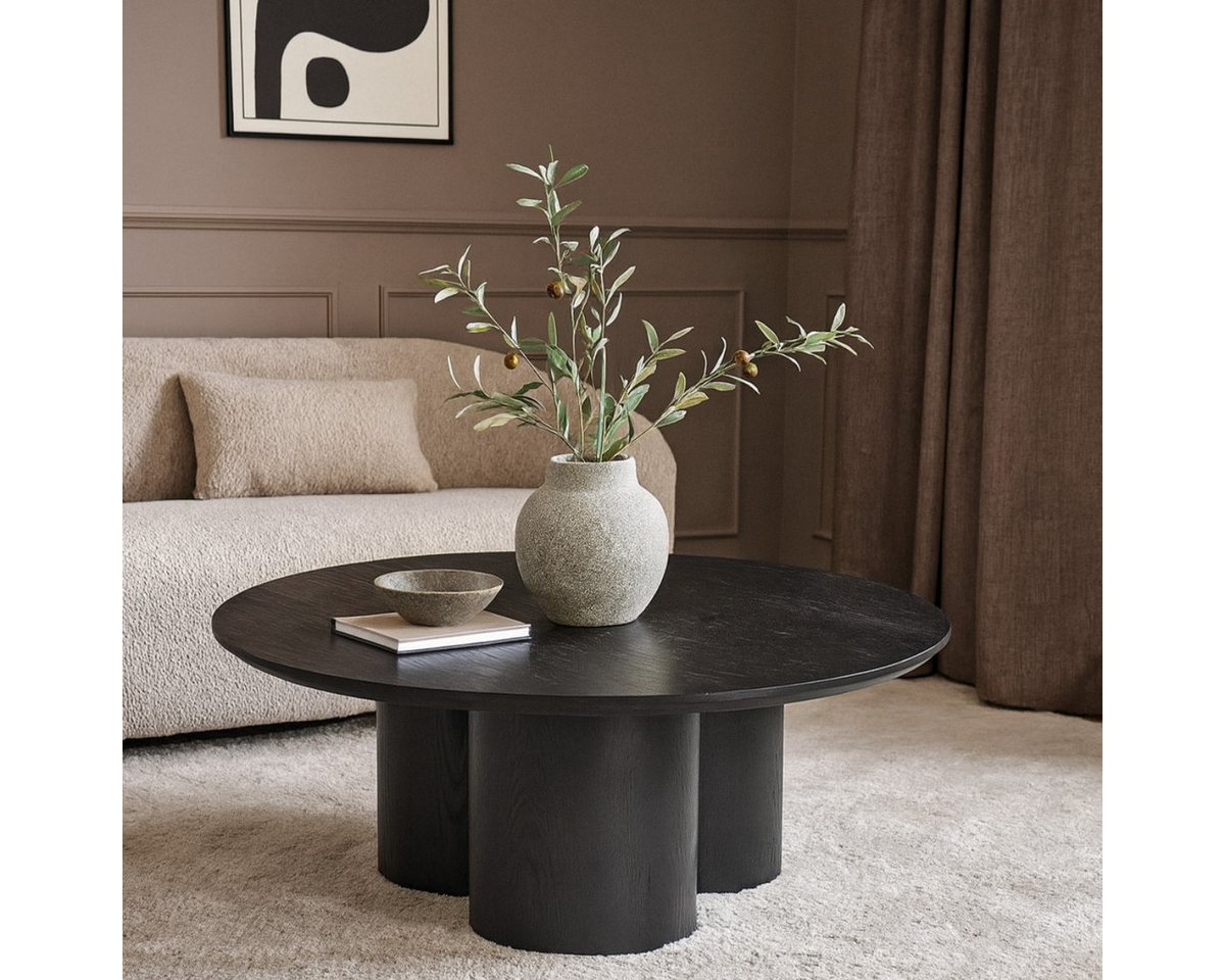 alesvelt Couchtisch Enna in schwarzer MDF Holz Optik Ø110X45 CM (1-Tisch), Ø110X45 CM von alesvelt