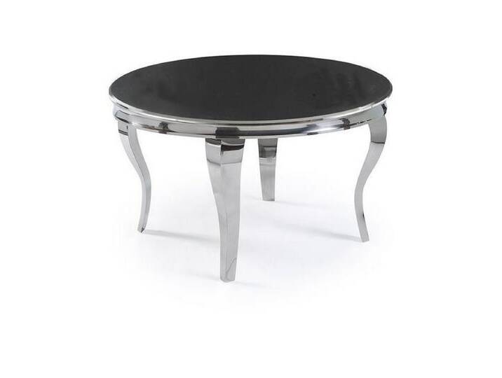 alesvelt Couchtisch Milano Rund 100 cm Edelstahlbeine Glas/Marmorplatte (1x Couchtisch), 100 cm, schwarz silberfarben, silber-schwarz von alesvelt