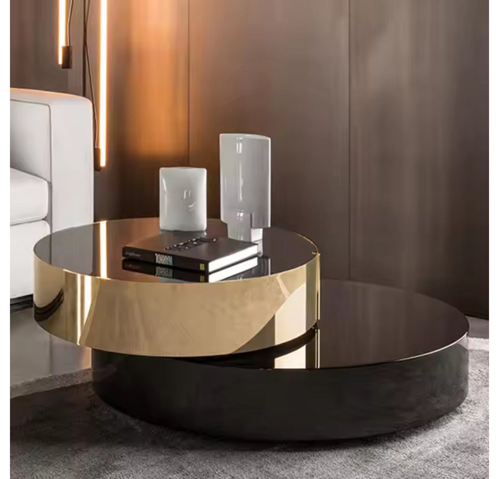 alesvelt Couchtisch edler Beistelltisch 2er Set 100cm 360 Grad Rotation gold/schwarz (2er Set), 360-Grad Rotation von alesvelt