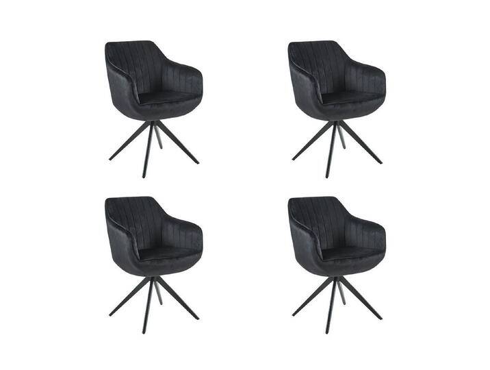 alesvelt Drehstuhl Esszimmerstuhl Polsterstuhl Rückenlehne bis 120 kg Metallbeine 360°, schwarz, 4er-Set, schwarz von alesvelt