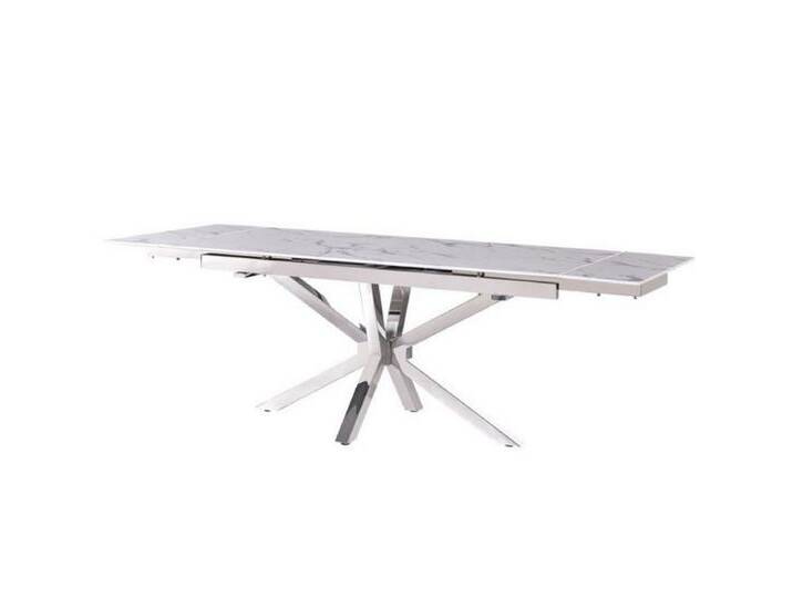 alesvelt Esstisch Terni edel geformte Tischbeine Marmor Optik aufklappbar 180-240cm (1-Tisch), 180/240 x 90x 76 cm aufklappbar, silberfarben von alesvelt