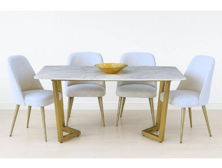 alesvelt Esstisch aus echtes Marmorplatte 170 x 90 x x 75 cm (1- Tisch), goldfarben, gold von alesvelt