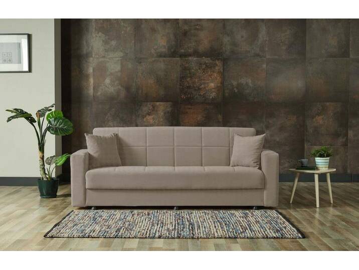 alesvelt Schlafsofa DAVE, mit Bettfunktion und Bettkasten inkl. Kissen Samt, Aufklappbar, beige, beige von alesvelt