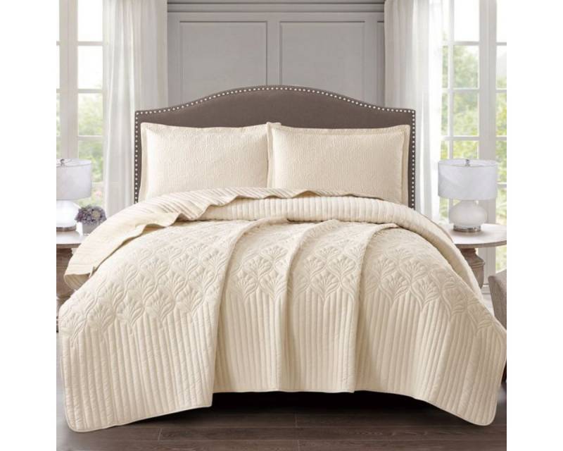 alesvelt Tagesdecke Set Nilüfer Überwurf Decke 3-Teilig 240X260 CM,2-Personen von alesvelt