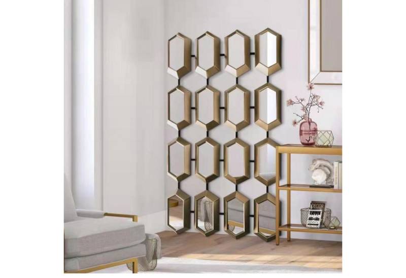 alesvelt Wandspiegel Metall gerahmter design Wandspiegel 170 x 100 cm Gold / Schwarz von alesvelt