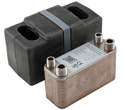Edelstahl Plattenwärmetauscher + Isolation B3-12-40 mit 2x1/2 & 2x3/4 Zoll Anschl. 80kW Heizung Solar (PWT+Iso) von alex-depot