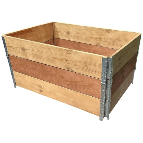 3 x Palettenrahmen 2xEICHE und 1xNUSS Hochbeet PR12080EINUEI aus Holz, 120x80x59 cm groß, faltbar, steckbar und stapelbar, Hochbeet für Garten, Obst, Pflanzen, Blumen, Gemüse und Kräuter von alfalux