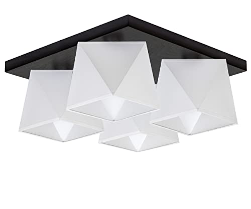 alfalux Deckenlampe 4 LampenschirmeLED Deckenleuchte Leuchte Lampe Wohnzimmerlampe Schlafzimmerlampe Holz Kinderzimmer Wohnzimmer Schlafzimmer Badezimmer Küche Deckenleuchten DIA45WEWED (Weiß) von alfalux