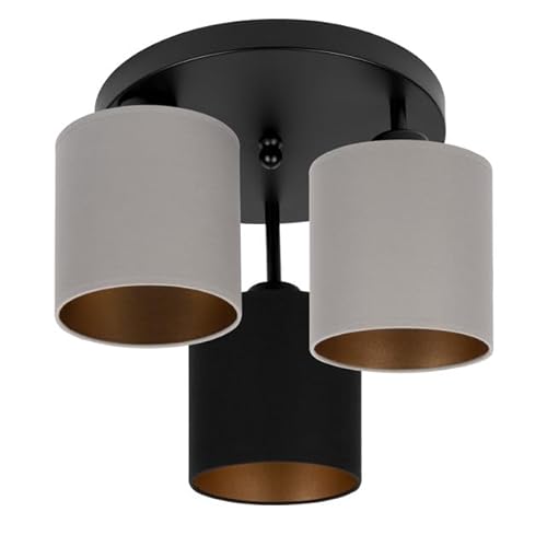 alfalux Deckenlampe 3 Flammig Deckenleuchte E27 LED Geeignet Wohnzimmer Schlafzimmer Küche CL-3030SC-GRSCGR Schwarz - Grau/Schwarz/Grau von alfalux