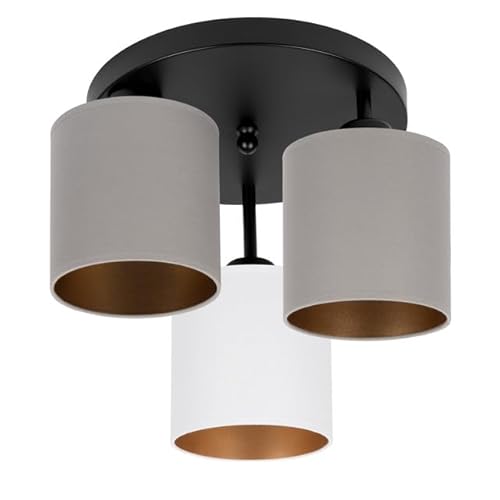 alfalux Deckenlampe 3 Flammig Deckenleuchte E27 LED Geeignet Wohnzimmer Schlafzimmer Küche CL-3030SC-GRWEGR Schwarz - Grau/Weiß/Grau von alfalux