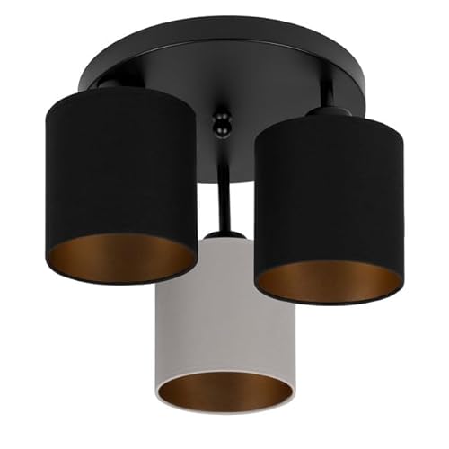 alfalux Deckenlampe 3 Flammig Deckenleuchte E27 LED Geeignet Wohnzimmer Schlafzimmer Küche CL-3030SC-SCGRSC Schwarz - Schwarz/Grau/Schwarz von alfalux