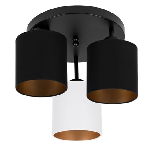 alfalux Deckenlampe 3 Flammig Deckenleuchte E27 LED Geeignet Wohnzimmer Schlafzimmer Küche CL-3030SC-SCWESC Schwarz - Schwarz/Weiß/Schwarz von alfalux