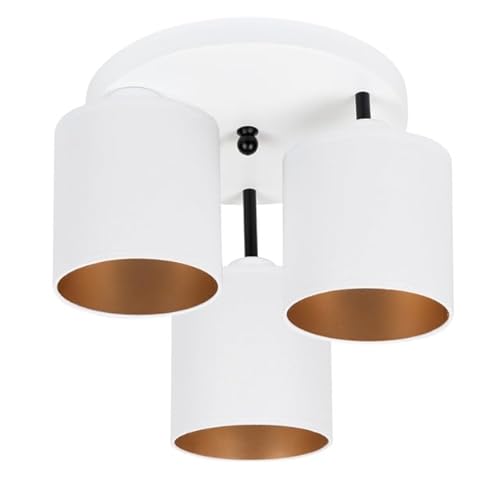alfalux Deckenlampe 3 Flammig Deckenleuchte E27 LED Geeignet Wohnzimmer Schlafzimmer Küche CL-3030WE-WEWEWE Weiß - Weiß/Weiß/Weiß von alfalux