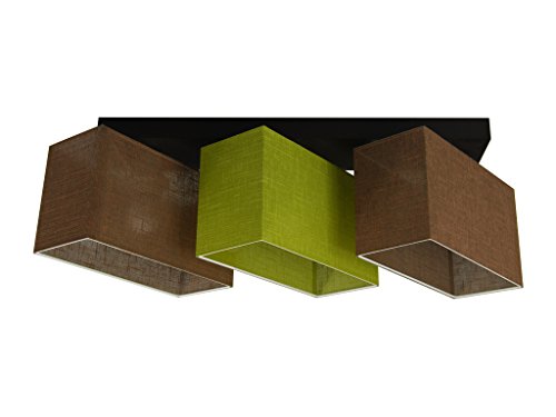 alfalux Deckenlampe 3 Flammig Deckenleuchte LED Geeignet Holz Wohnzimmer Schlafzimmer JLS31BR7D HELLGRÜN/BRAUN von alfalux