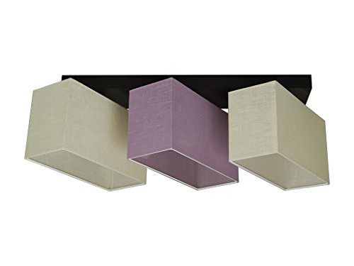 alfalux Deckenlampe 3 Flammig Deckenleuchte LED Geeignet Holz Wohnzimmer Schlafzimmer JLS31ECLID LILA/ECRU von alfalux