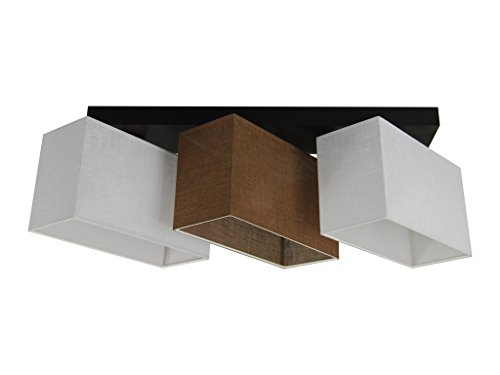 alfalux Deckenlampe 3 Flammig Deckenleuchte LED Geeignet Holz Wohnzimmer Schlafzimmer JLS31WEBRD BRAUN/WEIß von alfalux