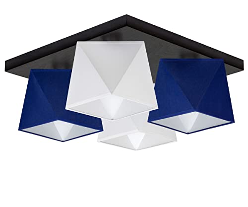 alfalux Deckenlampe 4 LampenschirmeLED Deckenleuchte Leuchte Lampe Wohnzimmerlampe Schlafzimmerlampe Holz Kinderzimmer Wohnzimmer Schlafzimmer Badezimmer Küche Deckenleuchten DIA45WEBLD (Weiß Blau) von alfalux