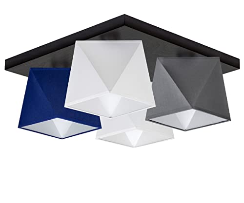 alfalux Deckenlampe 4 LampenschirmeLED Deckenleuchte Leuchte Lampe Wohnzimmerlampe Schlafzimmerlampe Holz Kinderzimmer Wohnzimmer Schlafzimmer Badezimmer Küche Deckenleuchten DIA45WEBLGRD von alfalux