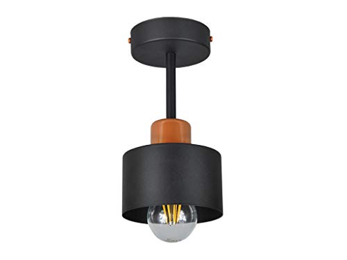 alfalux Lampe Deckenlampe LED 1 Flammig Deckenleuchte Metall E27 Geeignet Industriell Schlafzimmer Küche Wohnzimmer OST1010MO Schwarz Messing von alfalux