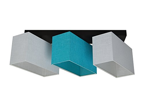 alfalux Deckenlampe 3 Flammig Deckenleuchte LED Geeignet Holz Wohnzimmer Schlafzimmer JLS31WETUD TÜRKIS/WEIß von alfalux