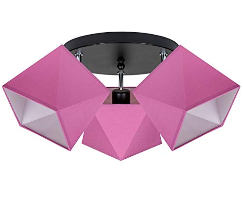 alfalux Deckenlampe Deckenleuchte RORORO-PR3030SC Leuchte Lampe 3 Lampenschirme Wohnzimmerlampe Schlafzimmerlampe Küche Kinderzimmer Lampe LED (Rosa) von alfalux