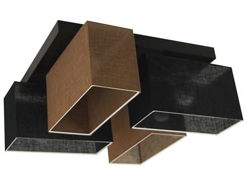 alfalux Deckenlampe LED Deckenleuchte Leuchte Lampe Wohnzimmerlampe Schlafzimmerlampe 4 Flammig Holz Kinderzimmer Wohnzimmer Schlafzimmer Badezimmer Küche Deckenleuchten JLS41BRSCD (SCHWARZ/BRAUN) von alfalux