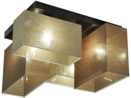 alfalux Deckenlampe LED Deckenleuchte Leuchte Lampe Wohnzimmerlampe Schlafzimmerlampe 4 Flammig Holz Kinderzimmer Wohnzimmer Schlafzimmer Badezimmer Küche Deckenleuchten JLS446BRD (GRAU/BRAUN) von alfalux