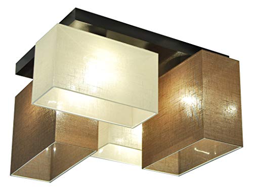 alfalux Deckenlampe LED Deckenleuchte Leuchte Lampe Wohnzimmerlampe Schlafzimmerlampe 4 Flammig Holz Kinderzimmer Wohnzimmer Schlafzimmer Badezimmer Küche Deckenleuchten JLS44ECBRD (ECRU/BRAUN) von alfalux