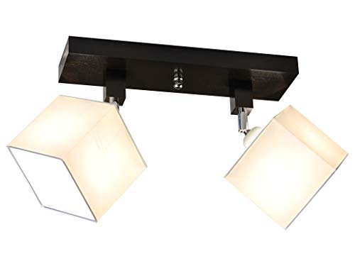 alfalux Deckenlampe LLS211DPR dreh- und schwenkbar Deckenstrahler Deckenleuchte Leuchte 2-flammig Holz Kinderzimmer Wohnzimmer Lampe LED-geeignet (WEIß PVC) von alfalux