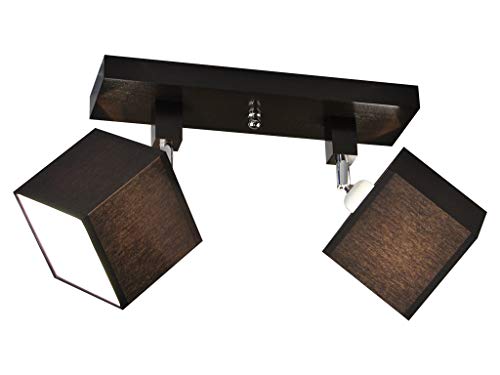 alfalux Deckenlampe LLS212DPR dreh- und schwenkbar Deckenstrahler Deckenleuchte Leuchte 2-flammig Holz Kinderzimmer Wohnzimmer Lampe LED-geeignet (DUNKEL BRAUN) von alfalux