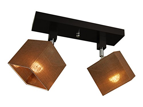 alfalux Deckenlampe LLS21BRDPR dreh- und schwenkbar Deckenstrahler Deckenleuchte Leuchte 2-flammig Holz Kinderzimmer Wohnzimmer Lampe LED-geeignet (BRAUN) von alfalux