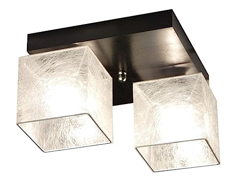 alfalux Deckenlampe LLS225D Deckenleuchte Leuchte 2-flammig Holz Kinderzimmer Wohnzimmer Lampe LED-geeignet (SILBERN PVC) von alfalux