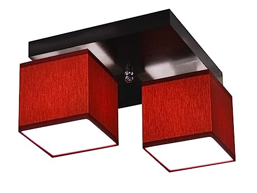 alfalux Deckenlampe LLS228D Deckenleuchte Leuchte 2-flammig Holz Kinderzimmer Wohnzimmer Lampe LED-geeignet (BORDEAUXROT) von alfalux