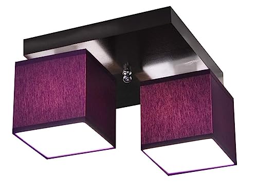 alfalux Deckenlampe LLS229D Deckenleuchte Leuchte 2-flammig Holz Kinderzimmer Wohnzimmer Lampe LED-geeignet (VIOLETT) von alfalux