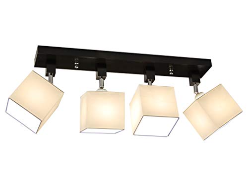 alfalux Deckenlampe LLS451DPR dreh- und schwenkbar Deckenstrahler Deckenleuchte Leuchte 4-flammig Holz Kinderzimmer Wohnzimmer Lampe LED-geeignet (WEIß PVC) von alfalux