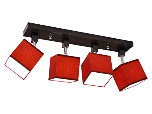 alfalux Deckenlampe LLS458DPR dreh- und schwenkbar Deckenstrahler Deckenleuchte Leuchte 4-flammig Holz Kinderzimmer Wohnzimmer Lampe LED-geeignet (BORDEAUXROT) von alfalux