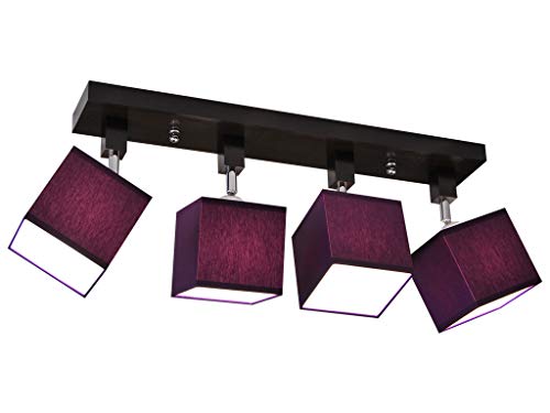 alfalux Deckenlampe LLS459DPR dreh- und schwenkbar Deckenstrahler Deckenleuchte Leuchte 4-flammig Holz Kinderzimmer Wohnzimmer Lampe LED-geeignet (VIOLETT) von alfalux