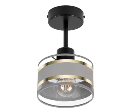 alfalux Deckenlampe Mit 1 Lampenschirm LED Deckenleuchte Leuchte Lampe Wohnzimmerlampe Schlafzimmerlampe Wohnzimmer Schlafzimmer Badezimmer Küche Deckenleuchten TI-1010SC-GR (Schwarz – Grau) von alfalux
