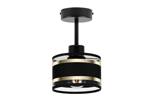 alfalux Deckenlampe Mit 1 Lampenschirm LED Deckenleuchte Leuchte Lampe Wohnzimmerlampe Schlafzimmerlampe Wohnzimmer Schlafzimmer Badezimmer Küche Deckenleuchten TI-1010SC-SC (Schwarz – Schwarz) von alfalux