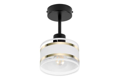 alfalux Deckenlampe Mit 1 Lampenschirm LED Deckenleuchte Leuchte Lampe Wohnzimmerlampe Schlafzimmerlampe Wohnzimmer Schlafzimmer Badezimmer Küche Deckenleuchten TI-1010SC-WE (Schwarz – Weiß) von alfalux