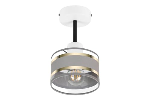 alfalux Deckenlampe Mit 1 Lampenschirm LED Deckenleuchte Leuchte Lampe Wohnzimmerlampe Schlafzimmerlampe Wohnzimmer Schlafzimmer Badezimmer Küche Deckenleuchten TI-1010WE-GR (Weiß – Grau) von alfalux