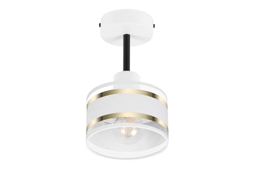 alfalux Deckenlampe Mit 1 Lampenschirm LED Deckenleuchte Leuchte Lampe Wohnzimmerlampe Schlafzimmerlampe Wohnzimmer Schlafzimmer Badezimmer Küche Deckenleuchten TI-1010WE-WE (Weiß – Weiß) von alfalux