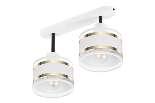 alfalux Deckenlampe Mit 2 Lampenschirmen LED Deckenleuchte Leuchte Lampe Wohnzimmerlampe Schlafzimmerlampe Wohnzimmer Schlafzimmer Badezimmer Küche Deckenleuchten TI-3306WE-WEWE Weiß/Weiß von alfalux