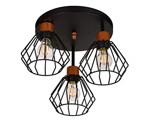 alfalux Deckenlampe Mit 3 Lampenschirmen Industrielle LED Deckenleuchte Leuchte Lampe Wohnzimmerlampe Schlafzimmerlampe Kinderzimmer Wohnzimmer Schlafzimmer Badezimmer Küche BR-OST3030MO von alfalux