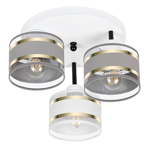 alfalux Deckenlampe Mit 3 Lampenschirmen LED Deckenleuchte Lampe Wohnzimmerlampe Schlafzimmerlampe Wohnzimmer Schlafzimmer Küche Leuchte Deckenleuchten Grau/Weiß/Grau TI-3030WE-GRWEGR alfalux Deckenlampe Mit 3 Lampenschirmen LED Deckenleuchte Lampe Wohnzimmerlampe Schlafzimmerlampe Wohnzimmer Schlafzimmer Küche Leuchte Deckenleuchten Grau/Weiß/Grau TI-3030WE-GRWEGR von alfalux