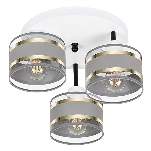 alfalux Deckenlampe Mit 3 Lampenschirmen LED Deckenleuchte Lampe Wohnzimmerlampe Schlafzimmerlampe Wohnzimmer Schlafzimmer Küche Leuchte Deckenleuchten Grau TI-3030WE-GRGRGR alfalux Deckenlampe Mit 3 Lampenschirmen LED Deckenleuchte Lampe Wohnzimmerlampe Schlafzimmerlampe Wohnzimmer Schlafzimmer Küche Leuchte Deckenleuchten Grau TI-3030WE-GRGRGR von alfalux