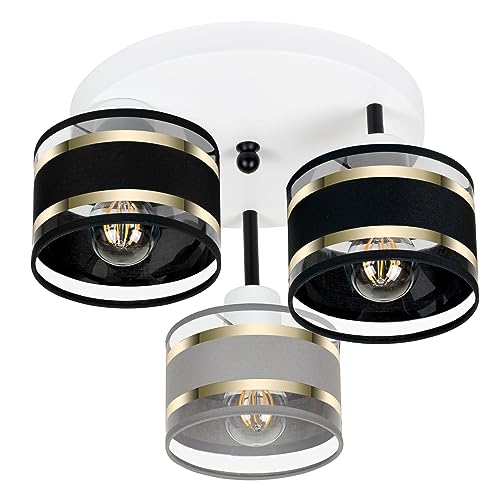 alfalux Deckenlampe Mit 3 Lampenschirmen LED Deckenleuchte Lampe Wohnzimmerlampe Schlafzimmerlampe Wohnzimmer Schlafzimmer Küche Leuchte Deckenleuchten Schwarz/Grau/Schwarz TI-3030WE-SCGRSC alfalux Deckenlampe Mit 3 Lampenschirmen LED Deckenleuchte Lampe Wohnzimmerlampe Schlafzimmerlampe Wohnzimmer Schlafzimmer Küche Leuchte Deckenleuchten Schwarz/Grau/Schwarz TI-3030WE-SCGRSC von alfalux