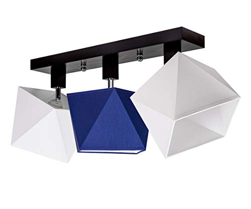 alfalux Deckenlampe Mit 3 Lampenschirmen LED Deckenleuchte Leuchte Lampe Wohnzimmerlampe Schlafzimmerlampe Holz Kinderzimmer Wohnzimmer Schlafzimmer Badezimmer Küche Deckenleuchten DIA31WEBLDPR von alfalux